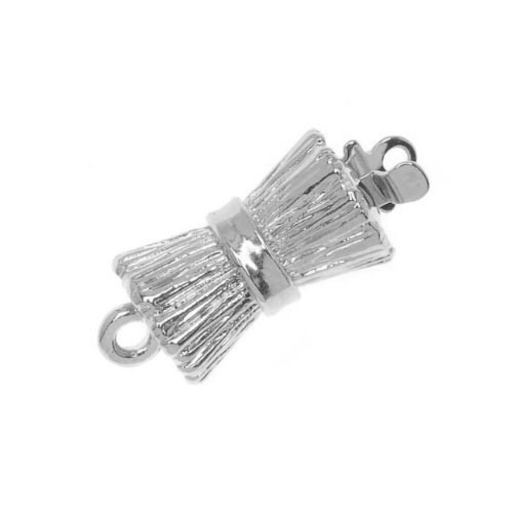 ELEGANT ELEMENTS Rhodium Plated 1-Strand Box Clasp - Barrel Design 19x8mm